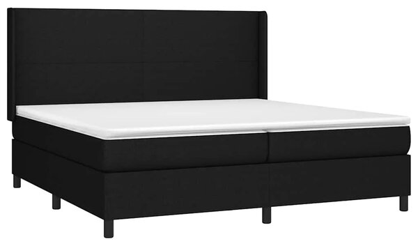 Krevet box spring s madracem LED crni 200x200 cm od tkanine - Crna 200 x 200 cm Gladak dizajn Crna