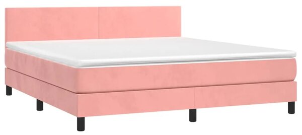 Boxspring - Krevet s oprugama i madracem ružičasti 160x200 cm baršunasti - Ružičasta 160 x 200 cm Gladak dizajn Ružičasta