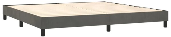 Krevet box spring s madracem LED tamnosivi 200x200 cm baršun - Tamno siva 200 x 200 cm Obično s čavlima Tamno siva