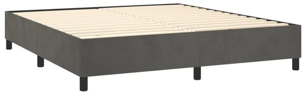Krevet box spring s madracem LED tamnosivi 160x200 cm baršun - Tamno siva 160 x 200 cm Dizajn s gumbima Tamno siva