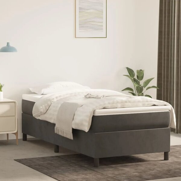Box spring krevet s madracem tamnosivi 90x190 cm baršunasti - Tamno siva 90 x 190 cm 35 cm Tamno siva