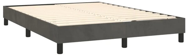 Boxspring - Krevet s oprugama i madracem tamnosivi 140x190 cm baršunasti - Tamno siva 140 x 190 cm gumbi Tamno siva