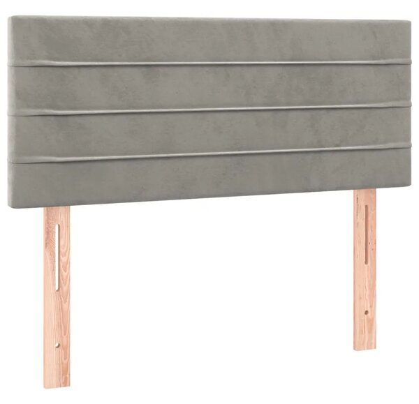 Box spring krevet s madracem svjetlosivi 90x190 cm baršunasti - Svjetlosiva 90 x 200 cm vodoravne pruge Svjetlosiva