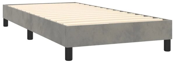 Box spring krevet s madracem svjetlosivi 90x190 cm baršunasti - Svjetlosiva 90 x 200 cm vodoravne pruge Svjetlosiva