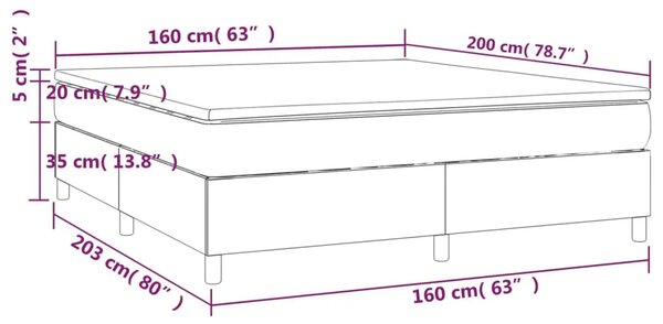 Boxspring - Krevet s oprugama i madracem tamnosmeđi 160x200 cm tkanina - Tamno smeđa 160 x 200 cm 35 cm Tamno smeđa