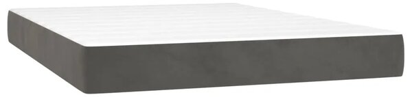 Boxspring - Krevet s oprugama i madracem tamnosivi 140x190 cm baršunasti - Tamno siva 140 x 190 cm gumbi Tamno siva