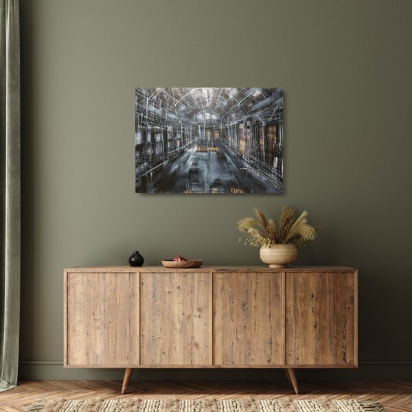 Staklena slika interijera stare zgrade (70x50 cm)