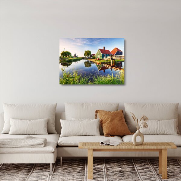 Staklena slika nizozemskih vjetrenjača (70x50 cm)