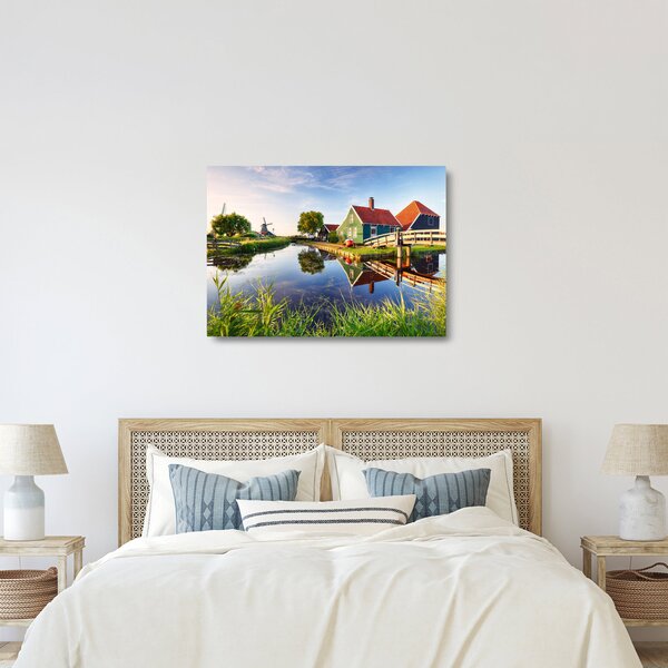 Staklena slika nizozemskih vjetrenjača (70x50 cm)