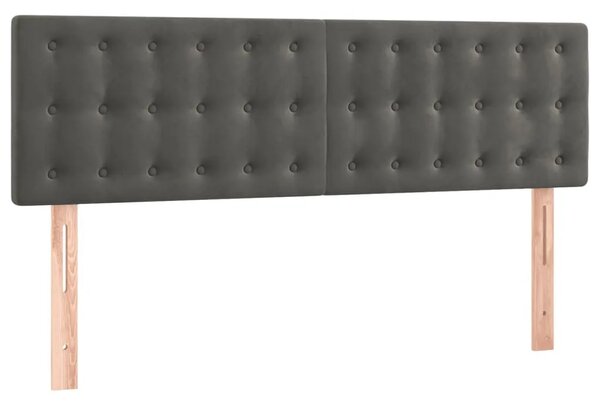 Boxspring - Krevet s oprugama i madracem tamnosivi 140x190 cm baršunasti - Tamno siva 140 x 190 cm gumbi Tamno siva