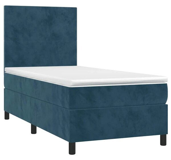 Box spring krevet s madracem tamnoplavi 90x200 cm baršunasti - Tamno plava 90 x 200 cm Gladak dizajn Tamno plava