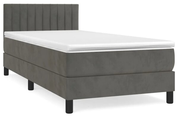 Box spring krevet s madracem tamnosivi 100x200 cm baršunasti - Tamno siva 100 x 200 cm Okomite pruge Tamno siva