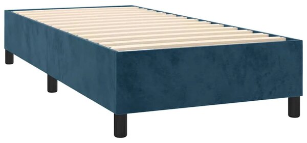 Box spring krevet s madracem tamnoplavi 90x200 cm baršunasti - Tamno plava 90 x 200 cm Gladak dizajn Tamno plava