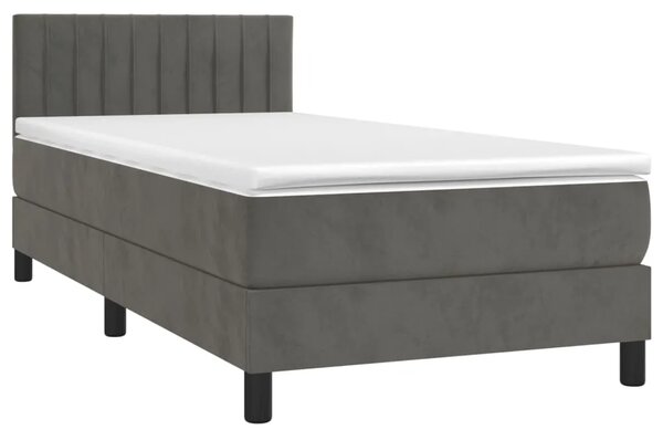 Box spring krevet s madracem tamnosivi 100x200 cm baršunasti - Tamno siva 100 x 200 cm Okomite pruge Tamno siva
