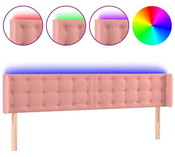 LED uzglavlje ružičasto 163x16x78/88 cm baršunasto - Ružičasta 163 x 16 x 78/88 cm 1 Ružičasta