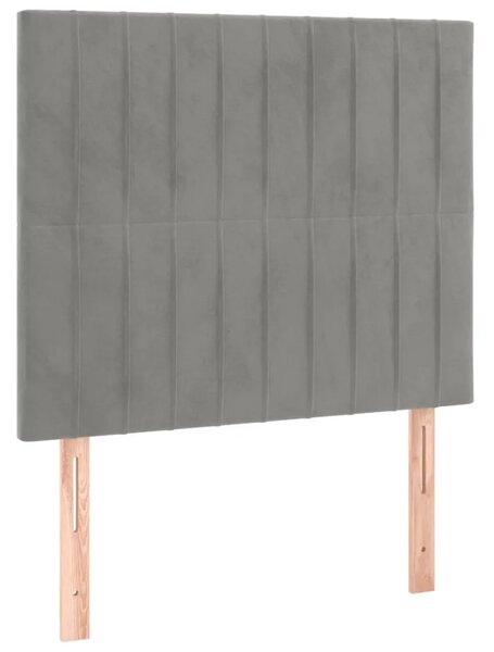 Box spring krevet s madracem svjetlosivi 80 x 200 cm baršunasti - Svjetlosiva 80 x 200 cm Okomite pruge Svjetlosiva