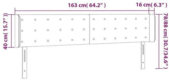 LED uzglavlje ružičasto 163x16x78/88 cm baršunasto - Ružičasta 163 x 16 x 78/88 cm 1 Ružičasta