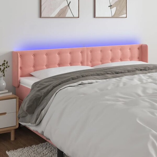 LED uzglavlje ružičasto 163x16x78/88 cm baršunasto - Ružičasta 163 x 16 x 78/88 cm 1 Ružičasta