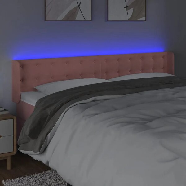 LED uzglavlje ružičasto 163x16x78/88 cm baršunasto - Ružičasta 163 x 16 x 78/88 cm 1 Ružičasta