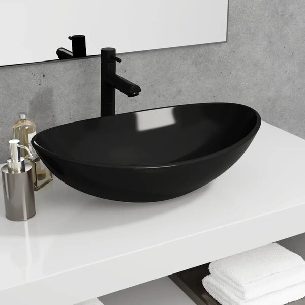 Lavabo - Umivaonik od kaljenog stakla 54 5 x 35 x 15 5 cm crni - Crna Crna