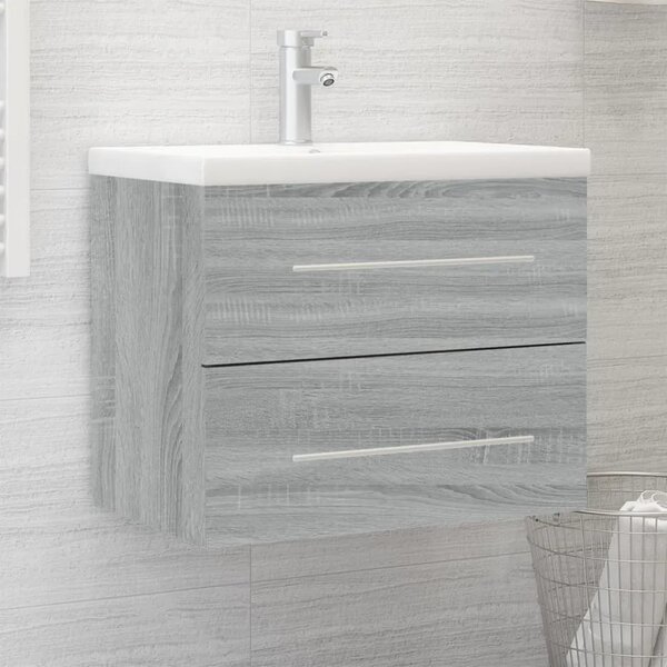 Ormarić s ugrađenim Lavabo - Umivaonikom boja sivog hrasta sonome drveni - Sivi hrast sonoma 60 x 38.5 x 48 cm 1 bez slavine