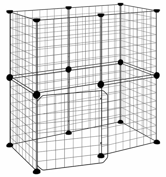 Kavez za ljubimce s 12 panela i vratima crni 70 x 35 x 70 cm čelični - 4.3 x 4.3 cm 12 panela sa vratima 4 3 x 4 3 cm 12 panela