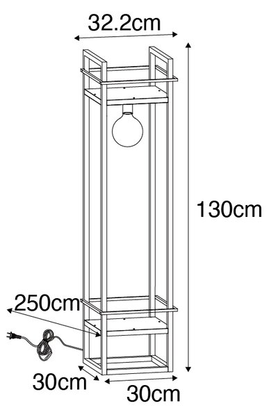 Industrijska podna svjetiljka crna - Cage Rack