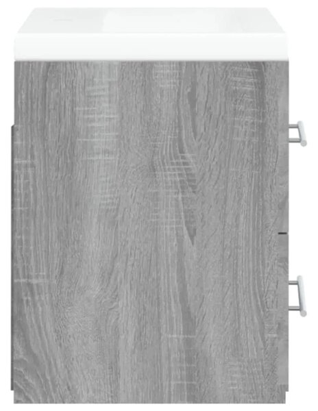 Ormarić s ugrađenim Lavabo - Umivaonikom boja sivog hrasta sonome drveni - Sivi hrast sonoma 60 x 38.5 x 48 cm 1 bez slavine