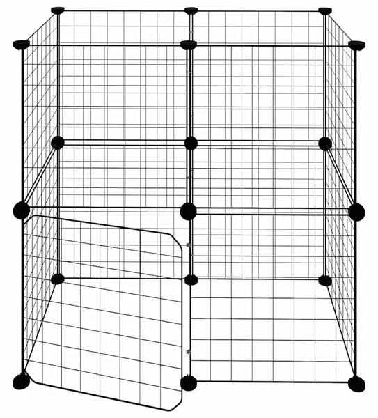 Kavez za ljubimce s 12 panela i vratima crni 70 x 35 x 70 cm čelični - 4.3 x 4.3 cm 12 panela sa vratima 4 3 x 4 3 cm 12 panela