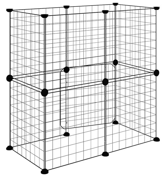 Kavez za ljubimce s 12 panela i vratima crni 70 x 35 x 70 cm čelični - 4.3 x 4.3 cm 12 panela sa vratima 4 3 x 4 3 cm 12 panela