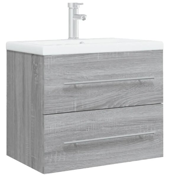 Ormarić s ugrađenim Lavabo - Umivaonikom boja sivog hrasta sonome drveni - Sivi hrast sonoma 60 x 38.5 x 48 cm 1 bez slavine
