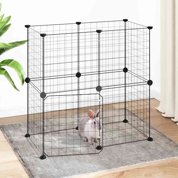Kavez za ljubimce s 12 panela i vratima crni 70 x 35 x 70 cm čelični - 4.3 x 4.3 cm 12 panela sa vratima 4 3 x 4 3 cm 12 panela