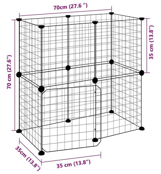 Kavez za ljubimce s 12 panela i vratima crni 70 x 35 x 70 cm čelični - 4.3 x 4.3 cm 12 panela sa vratima 4 3 x 4 3 cm 12 panela