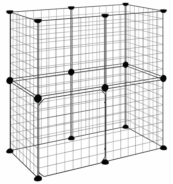Kavez za ljubimce s 12 panela i vratima crni 70 x 35 x 70 cm čelični - 4.3 x 4.3 cm 12 panela sa vratima 4 3 x 4 3 cm 12 panela