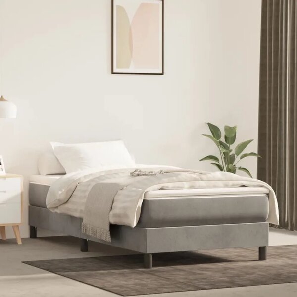 Madrac s oprugama srednje tvrdoće svjetlosivi 100x200x20 cm baršunasti - Svjetlosiva 100 x 200 cm 1 Svjetlosiva