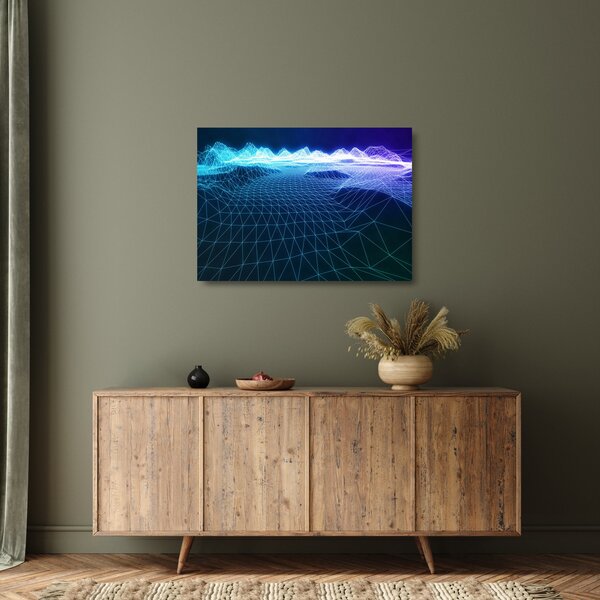 Staklena slika - Planine u računalnom modelu (70x50 cm)