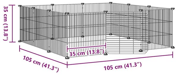 Kavez za kućne ljubimce s 12 panela i vratima crni 105x105x35 cm čelik - 13.3 x 1.5 cm 12 panela sa vratima 13 3 x 1 5 cm 12 pan