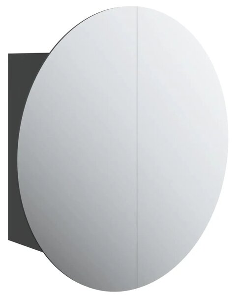 Kupaonski ormarić s okruglim ogledalom LED crni 47x47x17 5 cm - Crna 47 x 47 x 17.5 cm 1 Crna