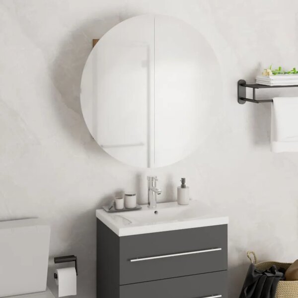 Kupaonski ormarić s okruglim ogledalom LED crni 47x47x17 5 cm - Crna 47 x 47 x 17.5 cm 1 Crna