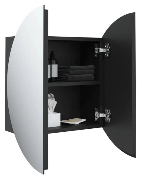 Kupaonski ormarić s okruglim ogledalom LED crni 47x47x17 5 cm - Crna 47 x 47 x 17.5 cm 1 Crna