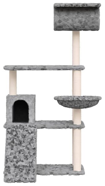 Penjalica za mačke - Kuća za mačke - Grebalica sa stupovima za grebanje svjetlosiva 131 cm - Svjetlosiva Svjetlosiva