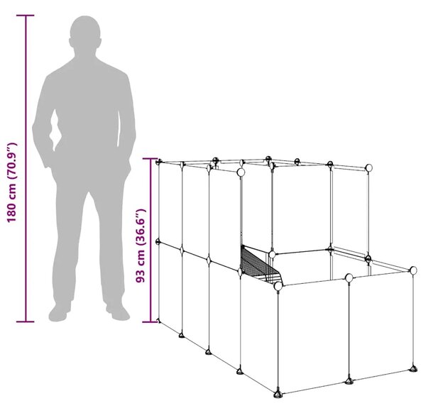 Kavez za male životinje crni 142 x 74 x 93 cm PP i čelik - Crna Crna