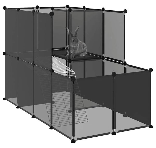 Kavez za male životinje crni 142 x 74 x 93 cm PP i čelik - Crna Crna