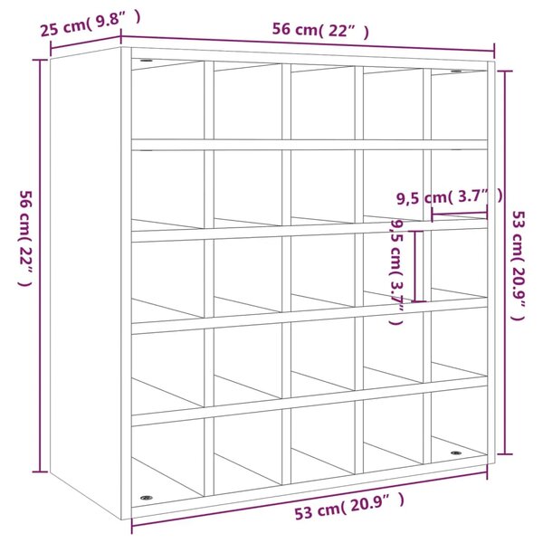 Vinski ormarić bijeli 56x25x56 cm masivno drvo bor - Bijela 1 s 25 rupa 1