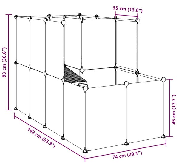 Kavez za male životinje crni 142 x 74 x 93 cm PP i čelik - Crna Crna