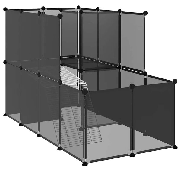 Kavez za male životinje crni 142 x 74 x 93 cm PP i čelik - Crna Crna