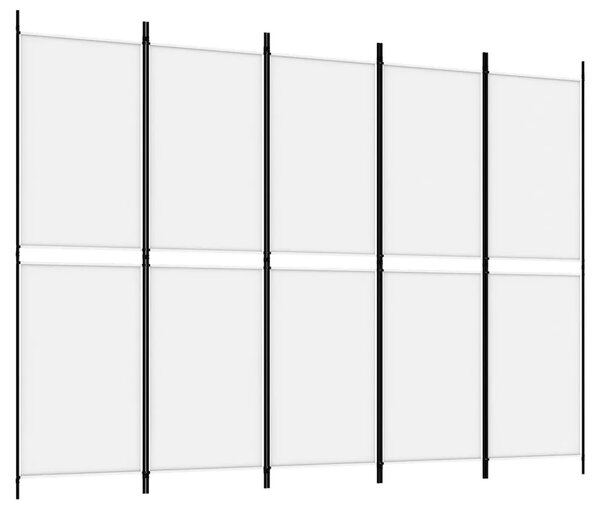 Paravan - Sobna pregrada s 5 panela bijela 250 x 180 cm od tkanine - Bijela 250 x 180 cm 1 1