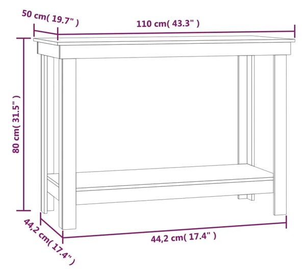 Radni stol 110x50x80 cm od masivne borovine - Prirodna 110 x 50 x 80 cm 1 Prirodna