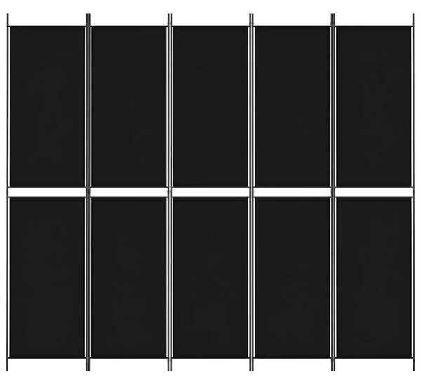 Paravan - Sobna pregrada s 5 panela crna 250 x 220 cm od tkanine - Crna 250 x 220 cm 1 1