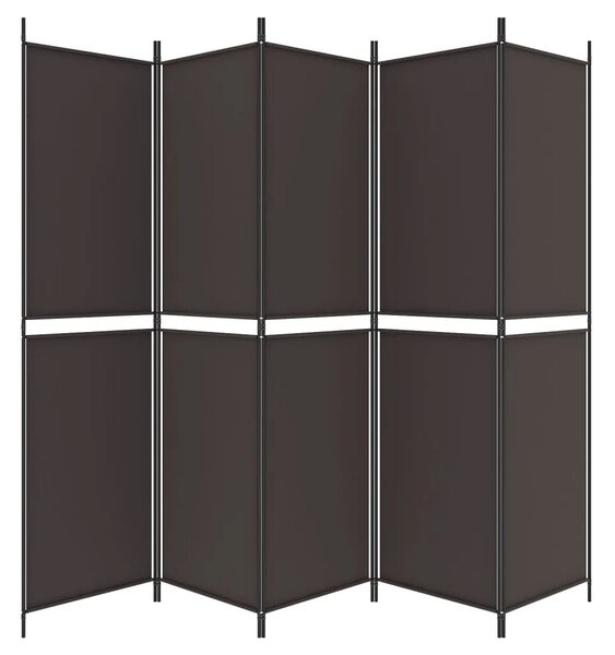 Paravan - Sobna pregrada s 5 panela smeđa 250 x 200 cm od tkanine - Smeđa 250 x 200 cm 1 1
